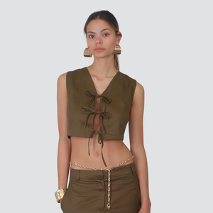 Tensione in gilet fiocchi 40% viscosa 33% lino 26% cotone Art 25D6890