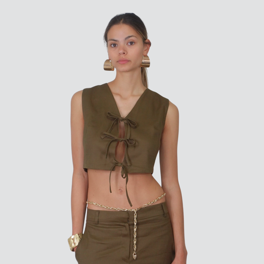 Tensione in gilet fiocchi 40% viscosa 33% lino 26% cotone Art 25D6890