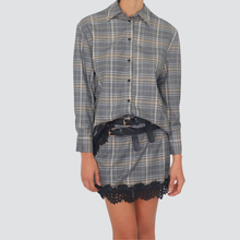 Carica l&#39;immagine nel visualizzatore di Gallery, Haveone mini gonna scozzese con pizzo e doppia cintura 35% viscosa Art GMA-P090

