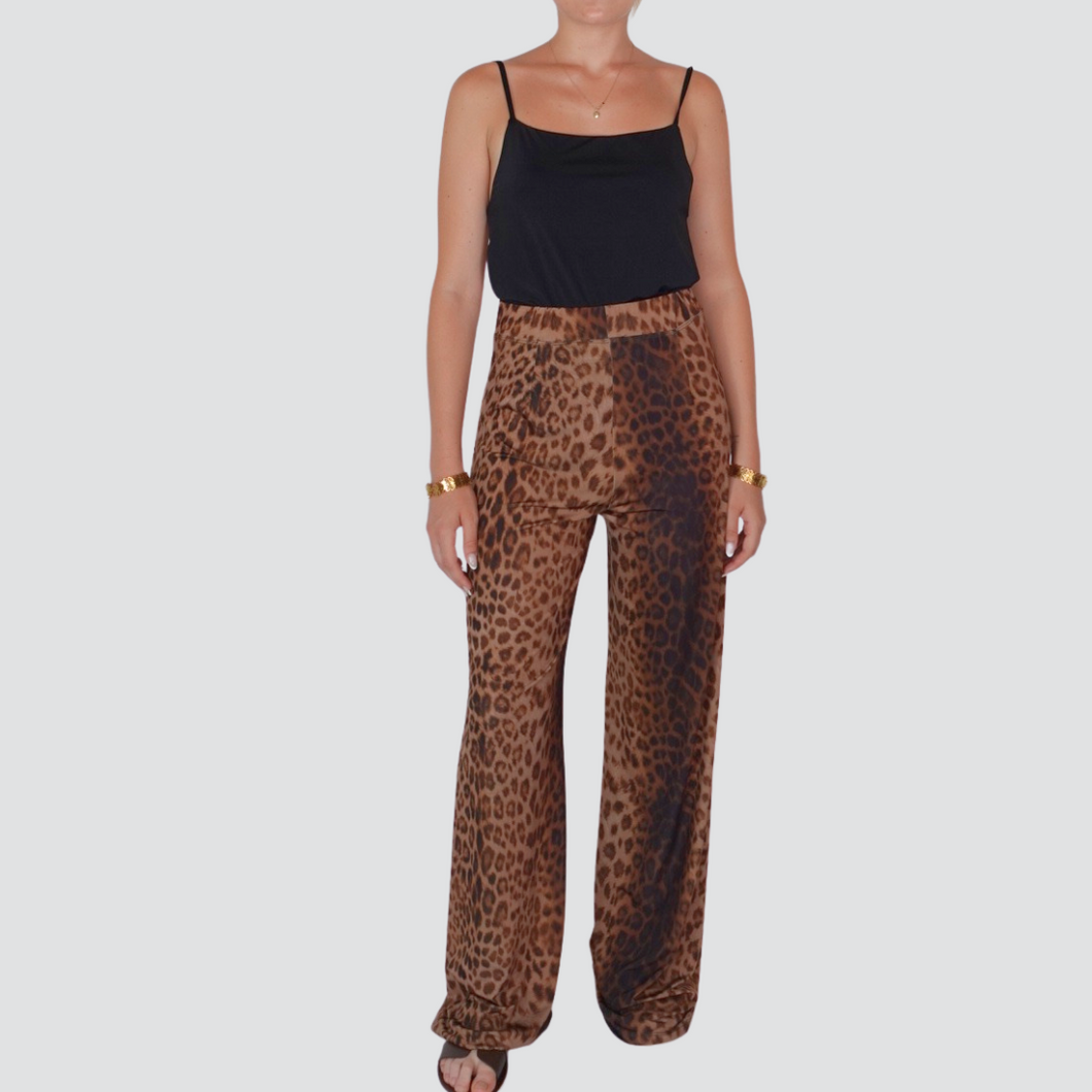 Vicolo pantalone maculato palazzo elastico vita Art UF0082