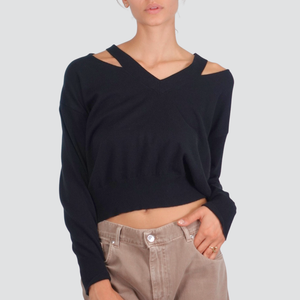 Vicolo maglia scollo V cut out 50% viscosa Art 44042F