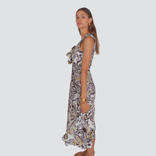 Carica l&#39;immagine nel visualizzatore di Gallery, Vicolo abito fantasia con fiocchetti zip laterale 100% cotone Art TD3031
