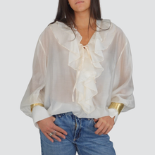 Carica l&#39;immagine nel visualizzatore di Gallery, Haveone camicia over scollo V con rouches e bracciali 90% lyocell Art CVS-P078
