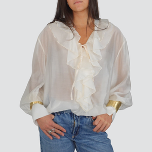 Haveone camicia over scollo V con rouches e bracciali 90% lyocell Art CVS-P078