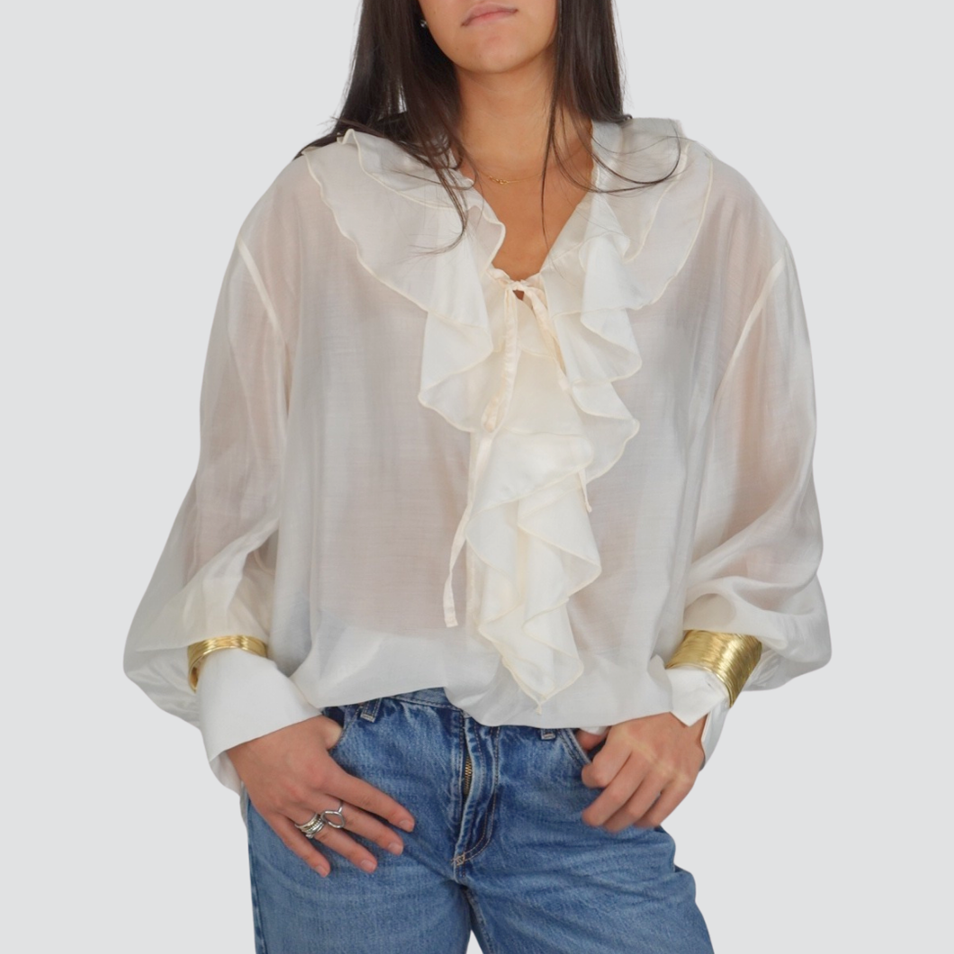 Haveone camicia over scollo V con rouches e bracciali 90% lyocell Art CVS-P078
