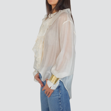 Carica l&#39;immagine nel visualizzatore di Gallery, Haveone camicia over scollo V con rouches e bracciali 90% lyocell Art CVS-P078
