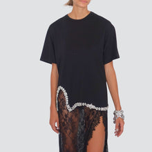 Carica l&#39;immagine nel visualizzatore di Gallery, Tensionen in t-shirt over onda con strass 100% cotone Art 37288
