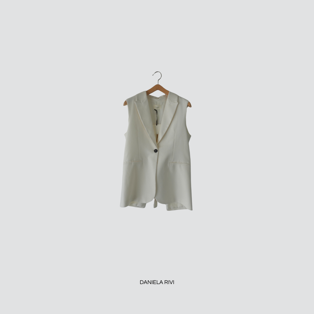Vicolo blazer smanicato apertura e fiocco retro 65% viscosa 35% cotone Art TD2046