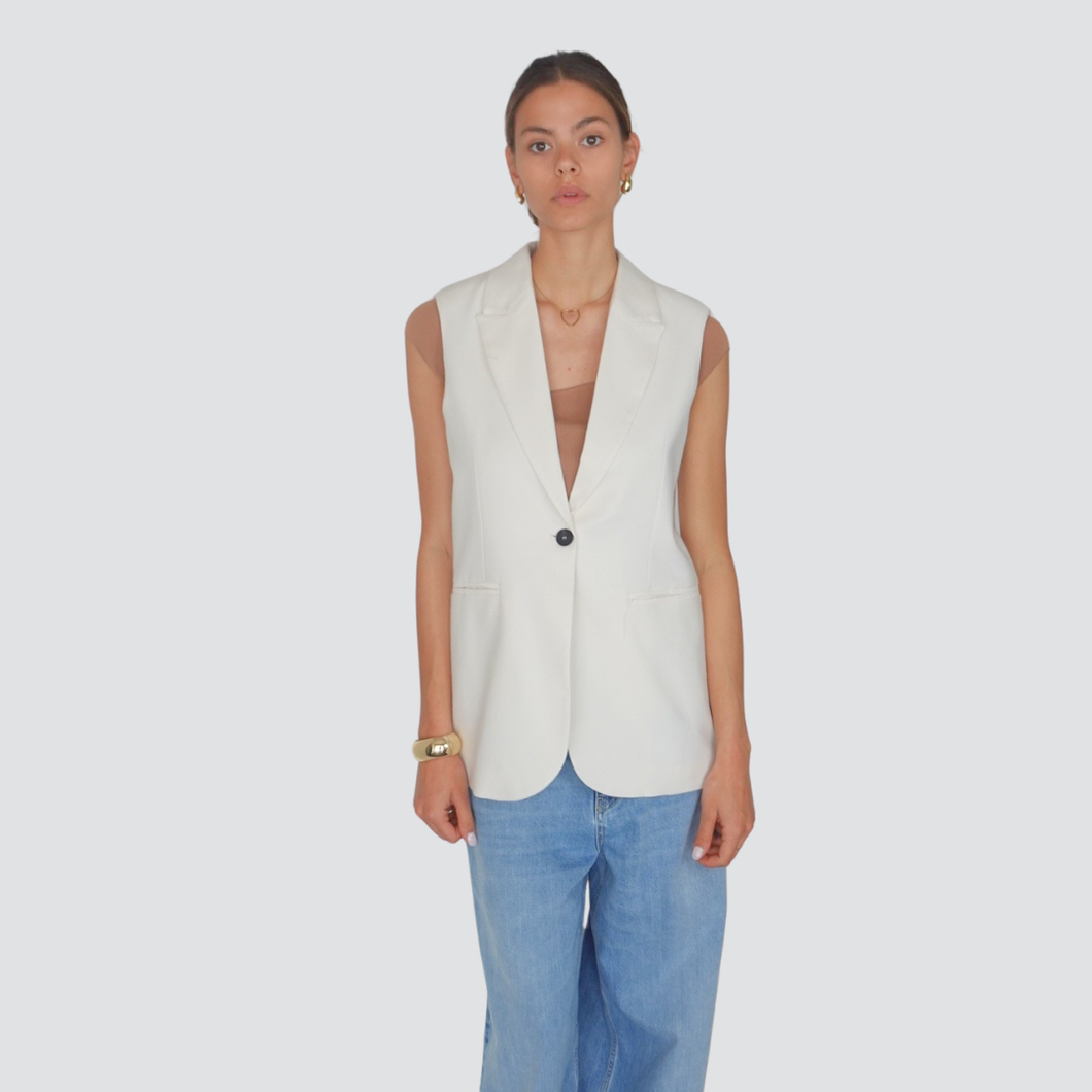 Vicolo blazer smanicato apertura e fiocco retro 65% viscosa 35% cotone Art TD2046