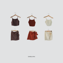 Carica l&#39;immagine nel visualizzatore di Gallery, Vicolo completo crop top più mini gonna pareo 100% lino Art TD3207
