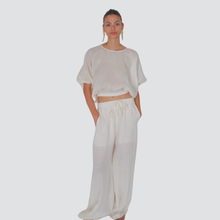 Carica l&#39;immagine nel visualizzatore di Gallery, Vicolo pantalone gamba ampia elastico vita con coulisse 100% ramia Art TD2908
