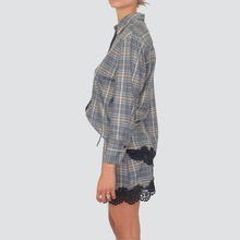 Carica l&#39;immagine nel visualizzatore di Gallery, Haveone mini gonna scozzese con pizzo e doppia cintura 35% viscosa Art GMA-P090
