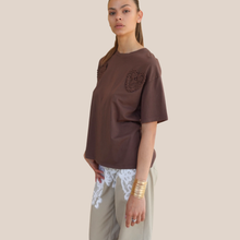 Carica l'immagine nel visualizzatore di Gallery, Philia Loft t-shirt over con cuori pizzo 100% cotone Art R02Y1020
