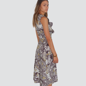Vicolo abito fantasia con fiocchetti zip laterale 100% cotone Art TD3031