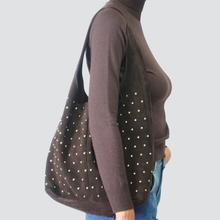 Carica l'immagine nel visualizzatore di Gallery, Susy Mix shopper moro rivetti vera pelle Art VEASTUDS
