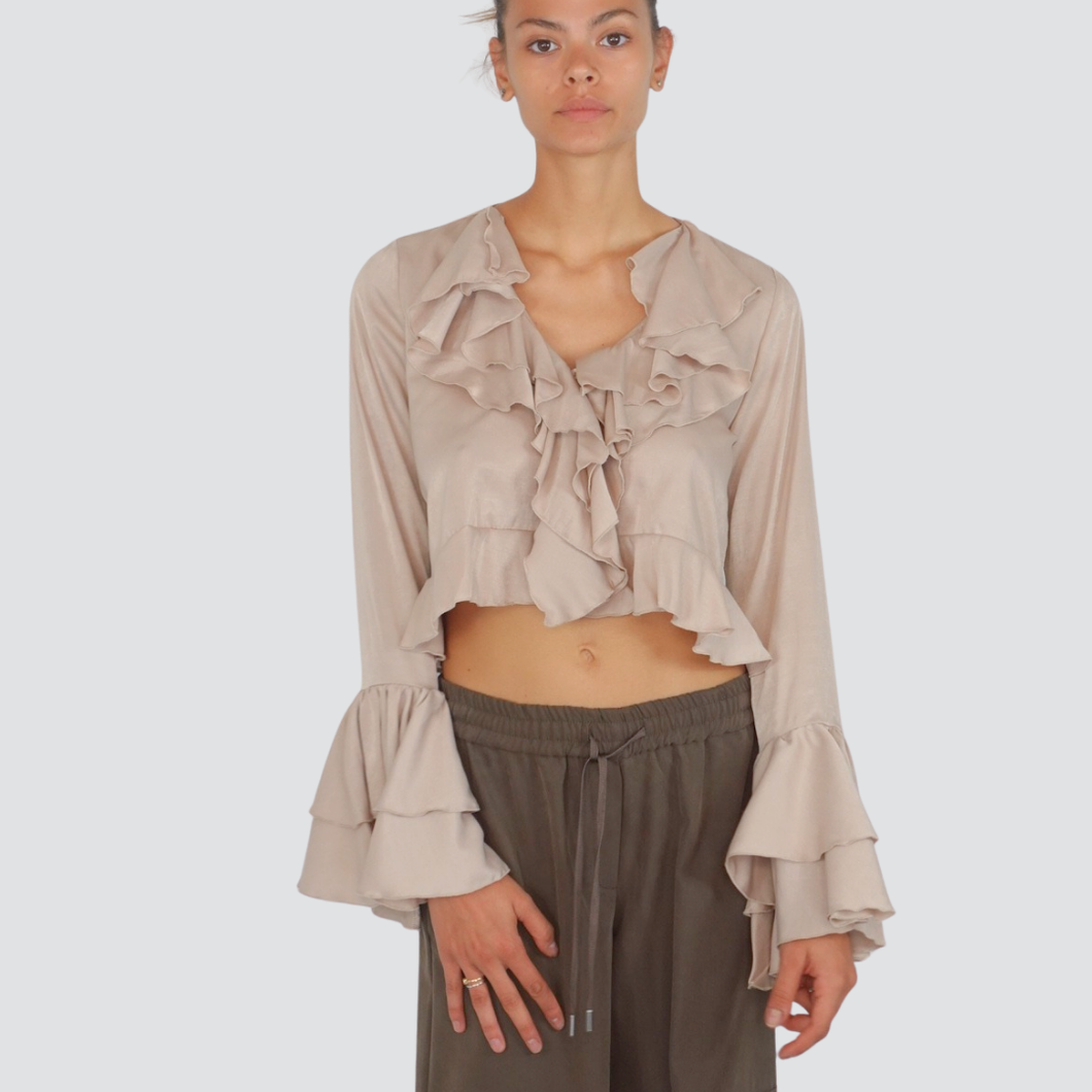 Haveone blusa olent crop con rouches 55% viscosa Art CMA-P076