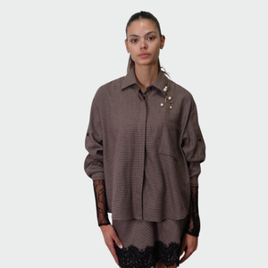 Haveone camicia over manicotti pizzo e spille Art CSO-M123