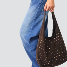 Carica l'immagine nel visualizzatore di Gallery, Susy Mix shopper moro rivetti vera pelle Art VEASTUDS
