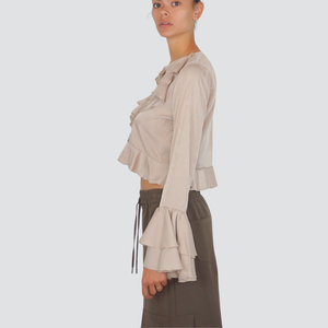 Haveone blusa olent crop con rouches 55% viscosa Art CMA-P076
