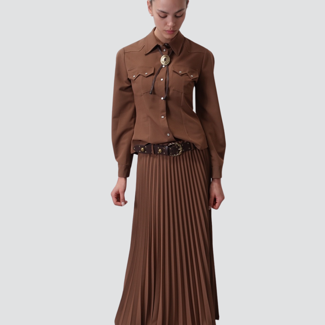 Haveone gonna lunga plisse con cintura Art GVS-N044