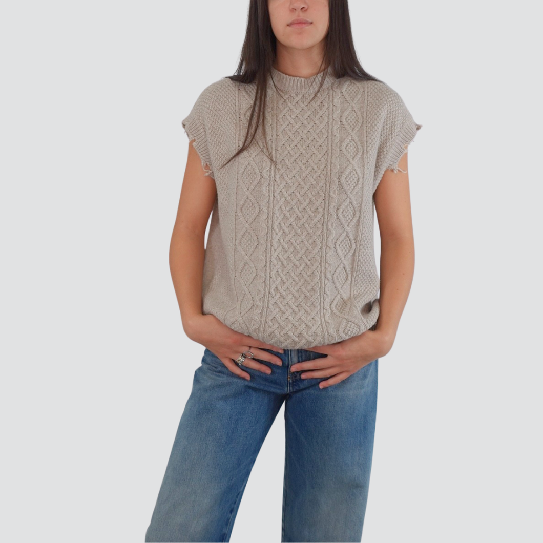 Vicolo gilet over con trecce e rotture 40% viscosa 25% lana 5% cashmere Art 55150F
