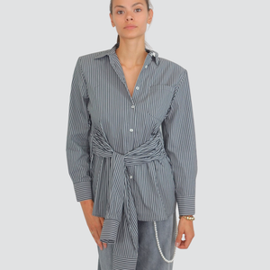 Vicolo camicia con spallini rigata con cintura 68% cotone Art TF1165