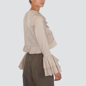 Haveone blusa olent crop con rouches 55% viscosa Art CMA-P076