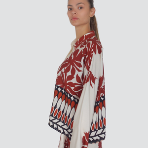 Haveone camicia spalla scesa fantasia spacchetti laterali 100% viscosa Art CMA-N394