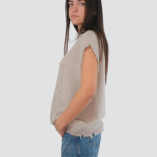 Carica l&#39;immagine nel visualizzatore di Gallery, Vicolo gilet over con trecce e rotture 40% viscosa 25% lana 5% cashmere Art 55150F
