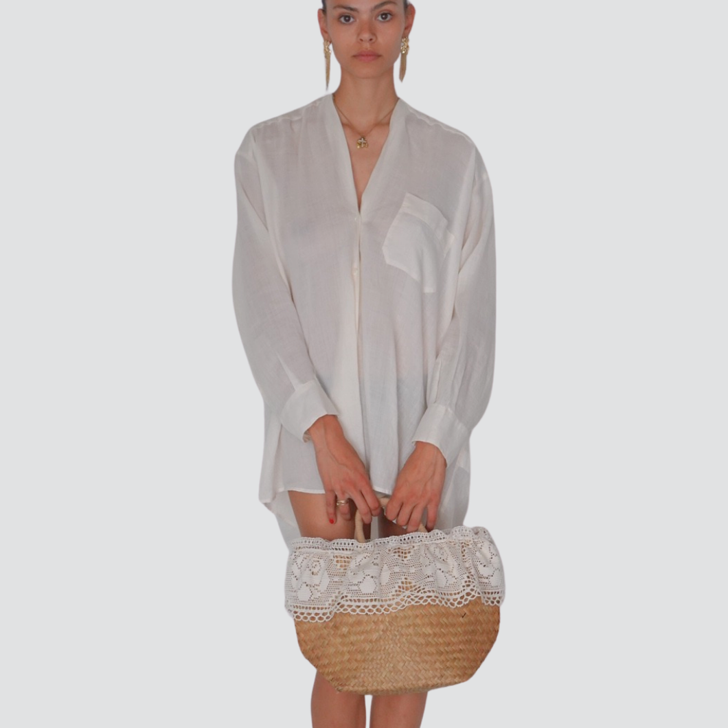 Vicolo maxi camicia con taschino 100% ramia Art TD2909