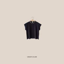 Carica l'immagine nel visualizzatore di Gallery, Philia Loft t-shirt over colletto applicazione strass 100% cotone Art V02V0308
