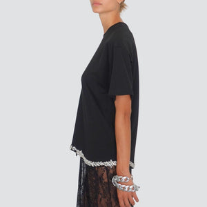 Tensionen in t-shirt over onda con strass 100% cotone Art 37288