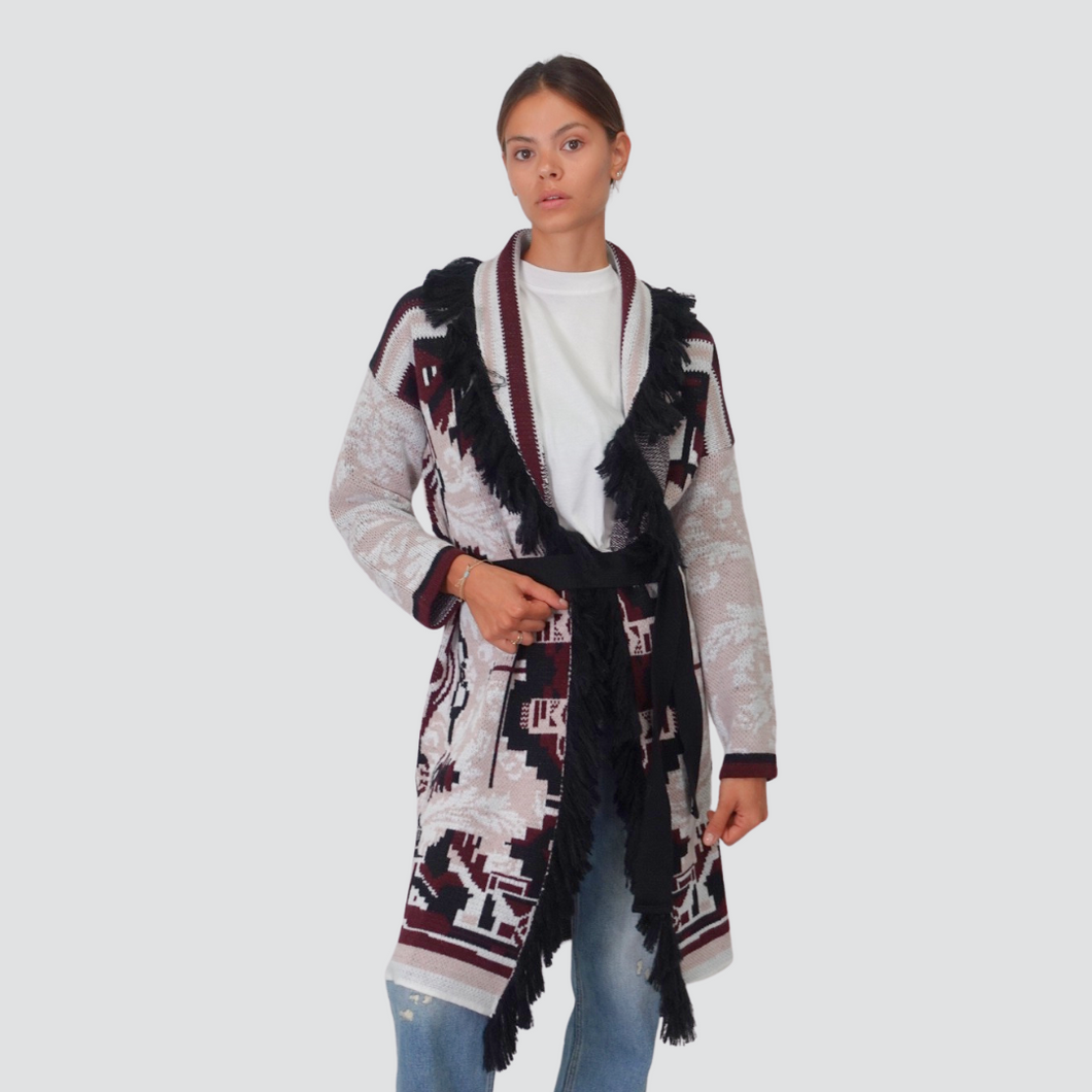 Vicolo cardigan alanui con cintura e frange Art 77192F
