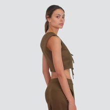 Carica l&#39;immagine nel visualizzatore di Gallery, Tensione in gilet fiocchi 40% viscosa 33% lino 26% cotone Art 25D6890
