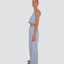 Carica l&#39;immagine nel visualizzatore di Gallery, Vicolo pantalone rigato fine con pinces elastico vita 68% cotone Art TD3058
