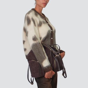 Susy Mix borsa zaino moro camoscio vera pelle con tracolla Art LAURASU