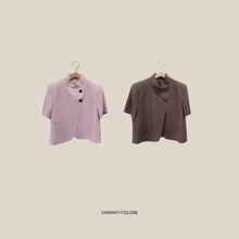 Carica l'immagine nel visualizzatore di Gallery, Haveone blazer gessato mezza manica 92% viscosa Art JMN-Q115
