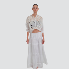 Carica l&#39;immagine nel visualizzatore di Gallery, Tensione in gonna lunga boho con passamaneria elastico vita 100% cotone Art N50251AT
