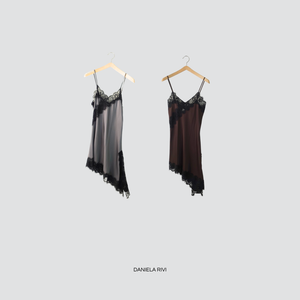 Vicolo abito asimmetrico satin pizzo 100% viscosa Art TF1154