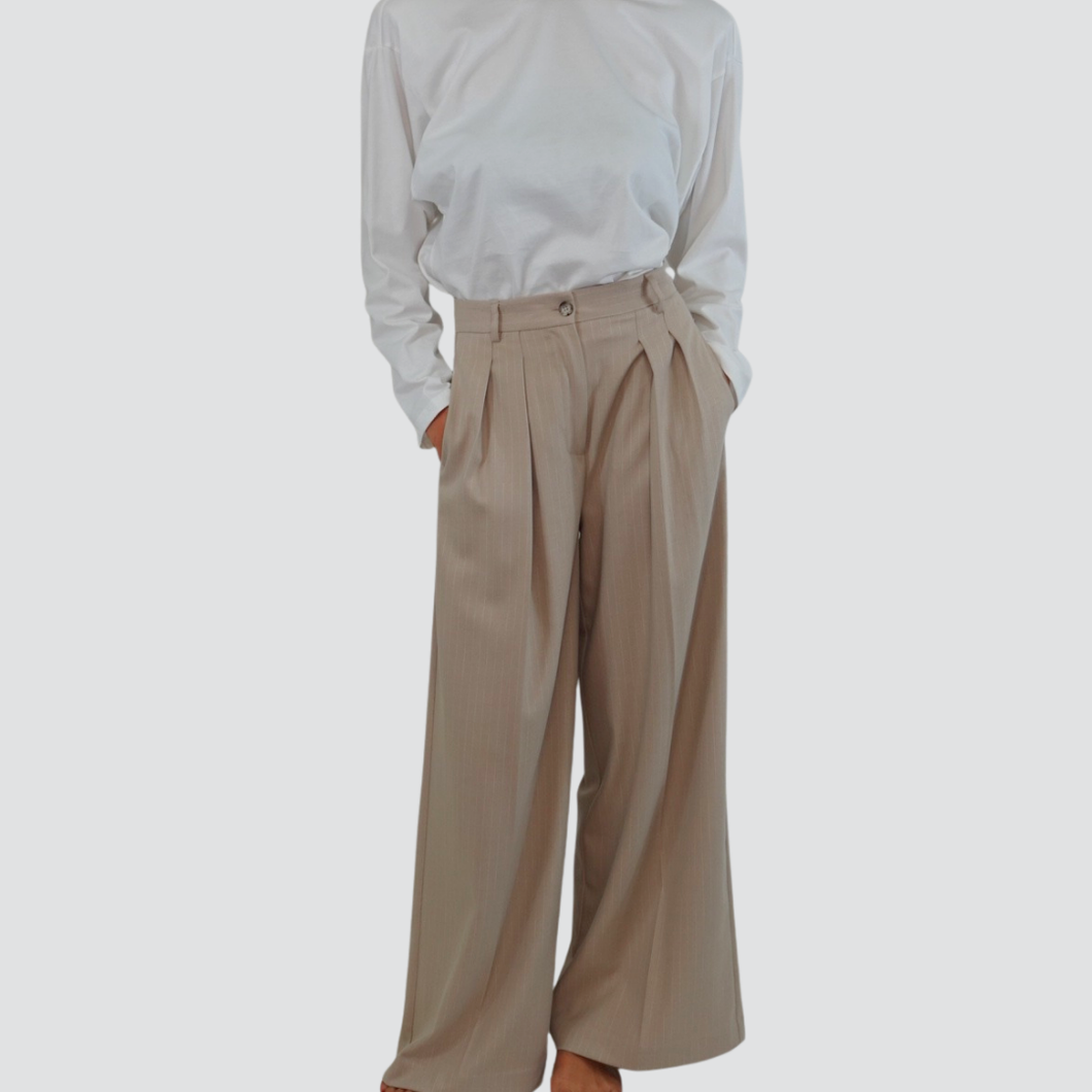 Vicolo pantalone palazzo gessato 35% viscosa Art TF1645