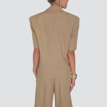 Carica l&#39;immagine nel visualizzatore di Gallery, Haveone blazer spalla over manica corta 80% viscosa 20% lino
