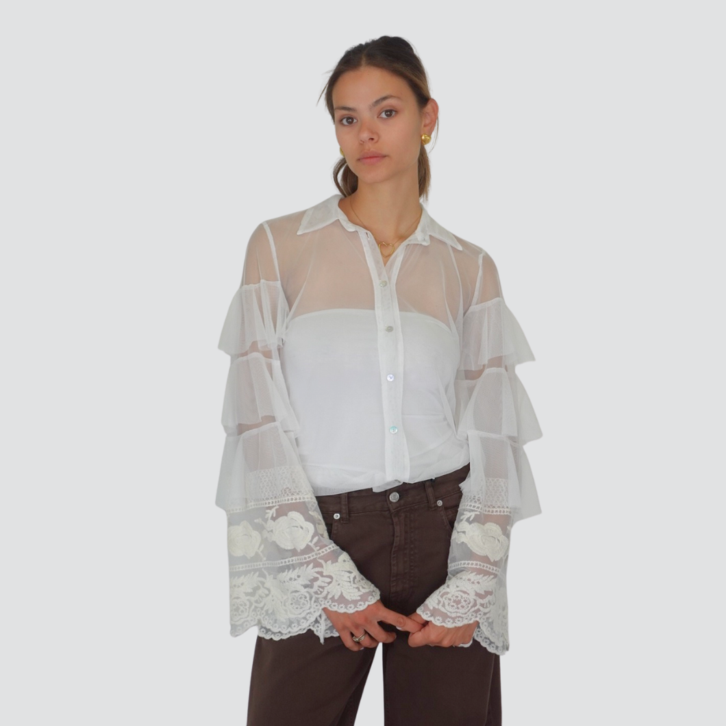 Haveone camicia tulle manica gale con ricamo Art CMA-N287