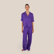 Carica l'immagine nel visualizzatore di Gallery, Dixie pantalone palazzo elastico vita 100% lino Art P682A245
