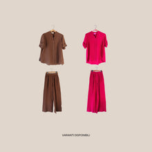 Carica l'immagine nel visualizzatore di Gallery, Haveone completo camicia over pantalone palazzo 100% lino Art TAB3183
