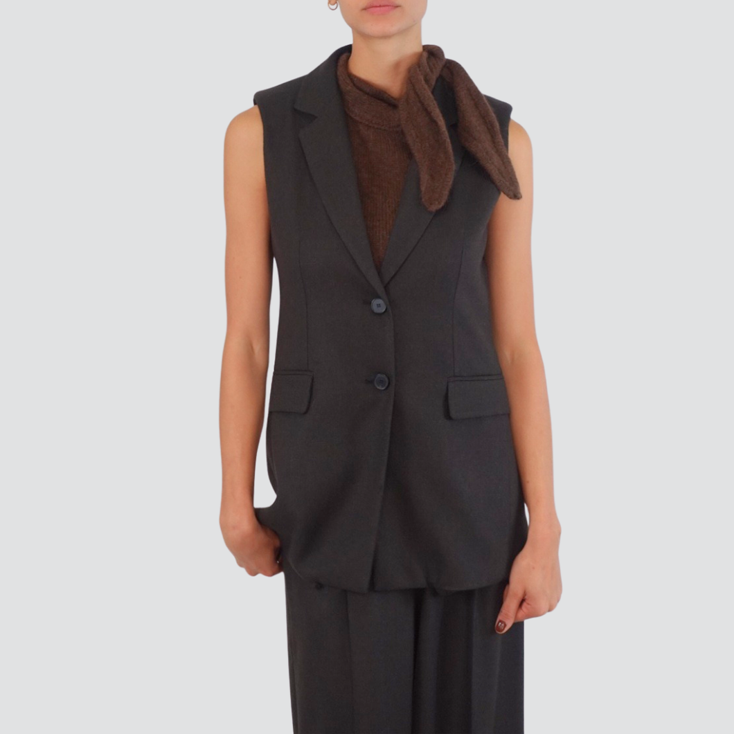 Vicolo giacca smanicata moro occhio di pernice 50% viscosa Art TF1728