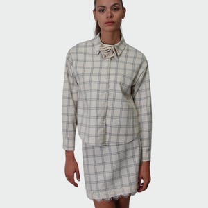 Haveone camicia quadri over fiore ecopelle Art CMA-M122