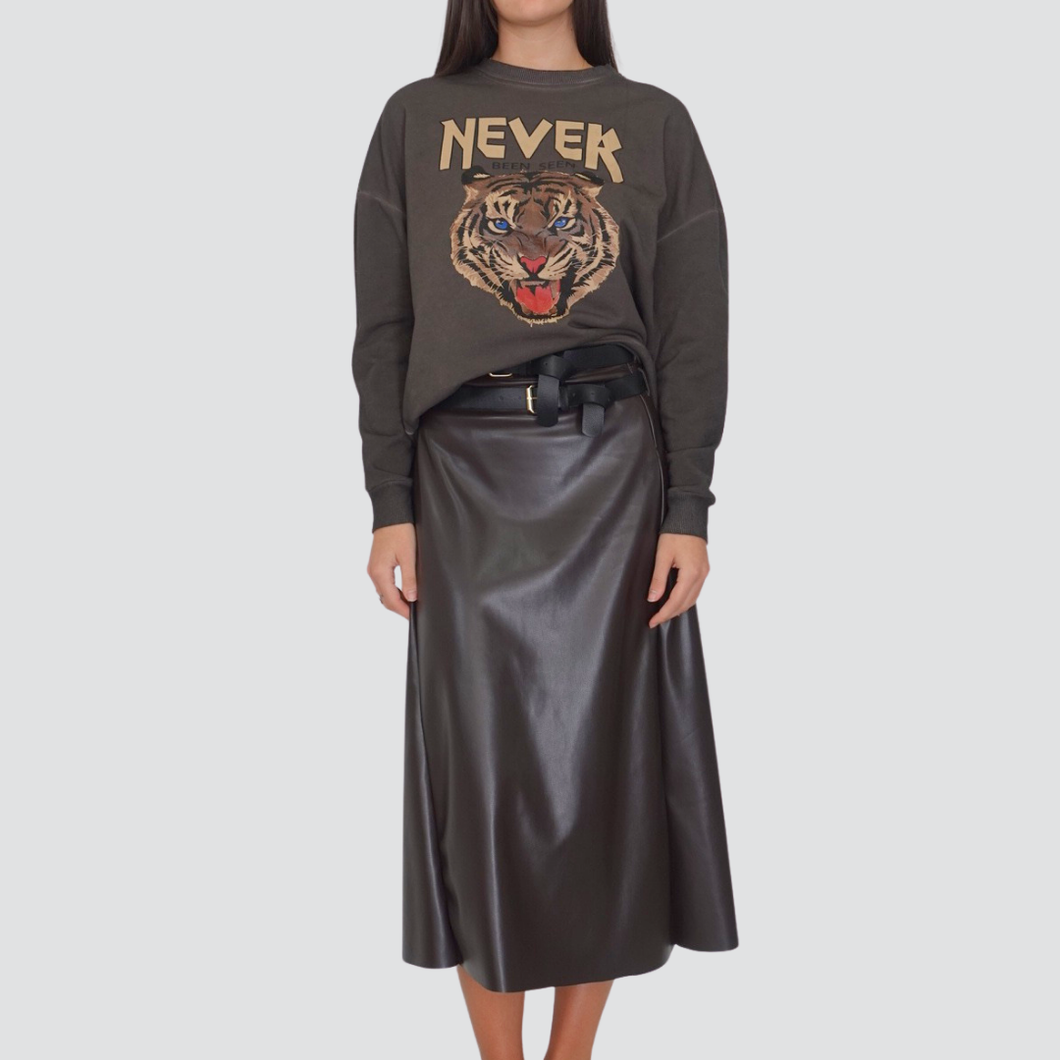 Haveone gonna longuette eco-pelle con doppia cintura Art GMA-P110