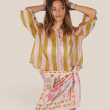 Carica l'immagine nel visualizzatore di Gallery, Haveone camicia over rigata rosa /olio 85% lyocell Art CVS-Q422
