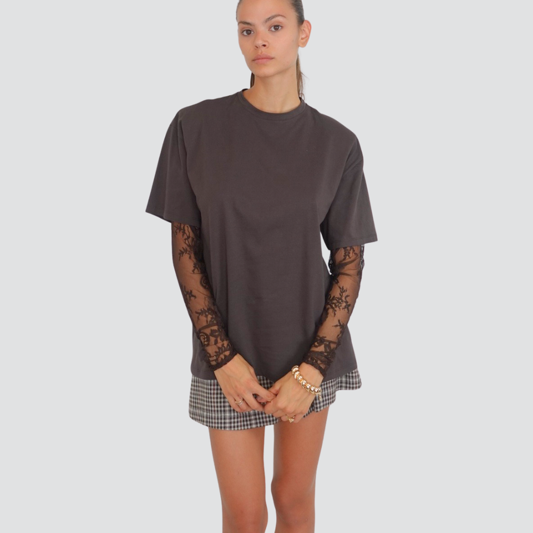 Vicolo t-shirt over manica pizzo 100% cotone Art UF0062