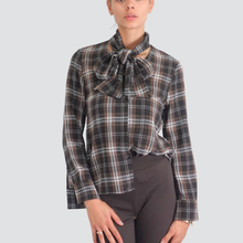 Carica l'immagine nel visualizzatore di Gallery, Haveone camicia tartan con fiocco 70% viscosa 30% lana Art CJK-P115

